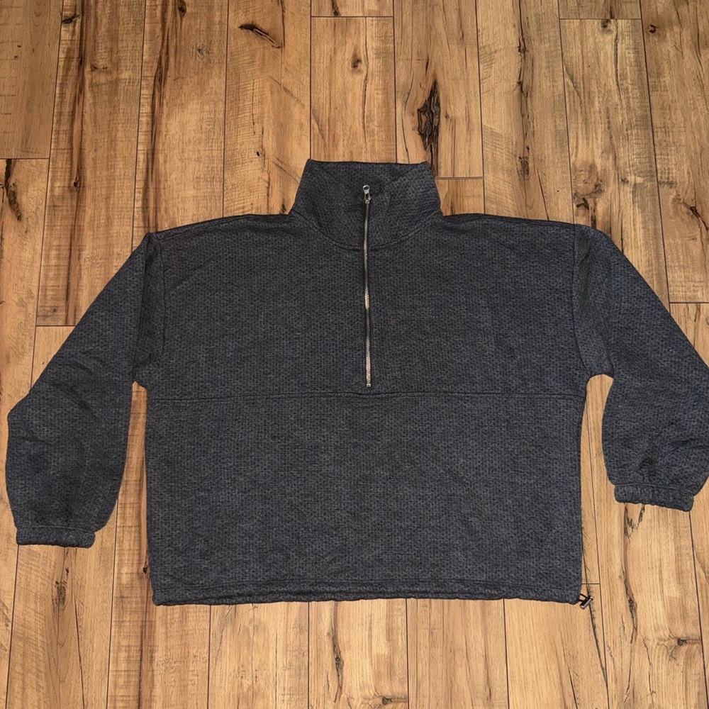 Gray cropped quarter zip